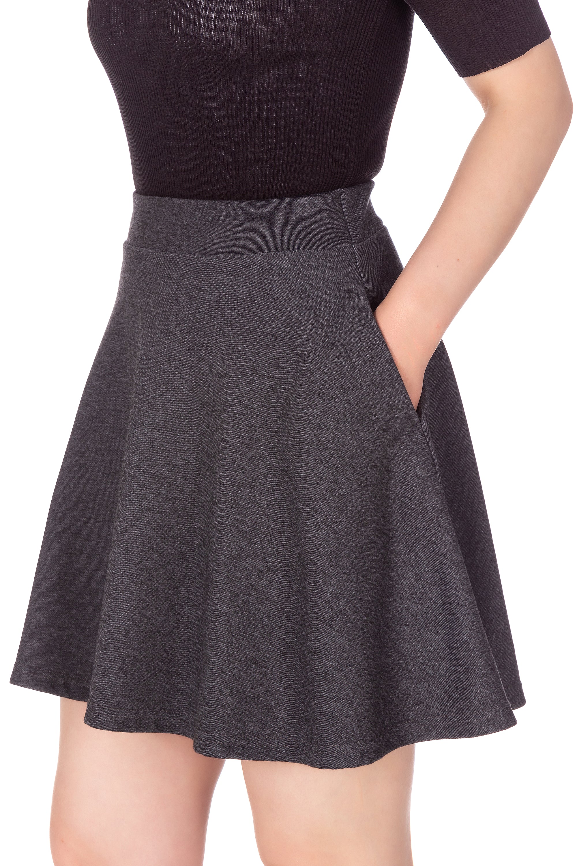 Sinono Basic Stretchy Solid Flared Casual Mini Pleated Skater Skirt  (X-Small, Black) at Amazon Women's Clothing store
